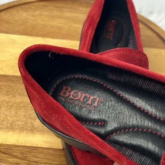 BORN The Carrera Rustic Oxblood Chunky Suede Penny Loafers Fall Comfort Shoe 8