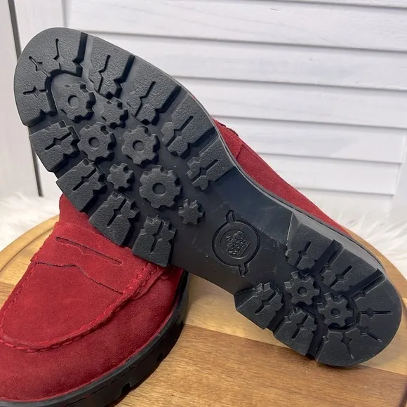 BORN The Carrera Rustic Oxblood Chunky Suede Penny Loafers Fall Comfort Shoe 8