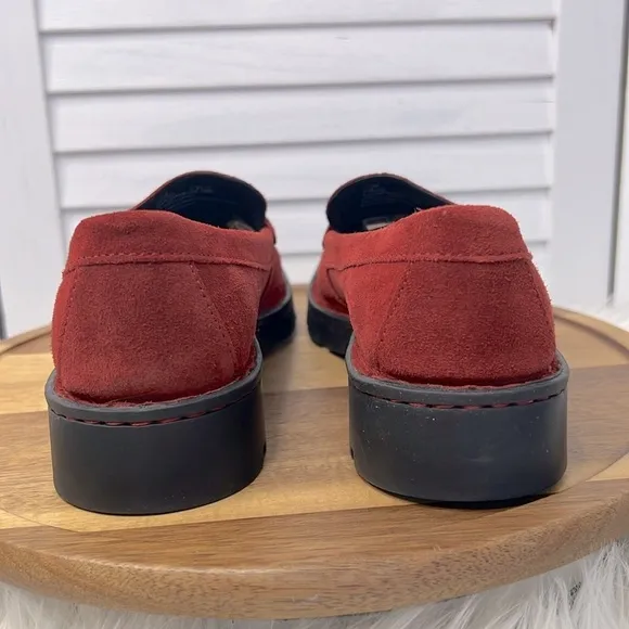 BORN The Carrera Rustic Oxblood Chunky Suede Penny Loafers Fall Comfort Shoe 8