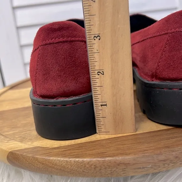 BORN The Carrera Rustic Oxblood Chunky Suede Penny Loafers Fall Comfort Shoe 8