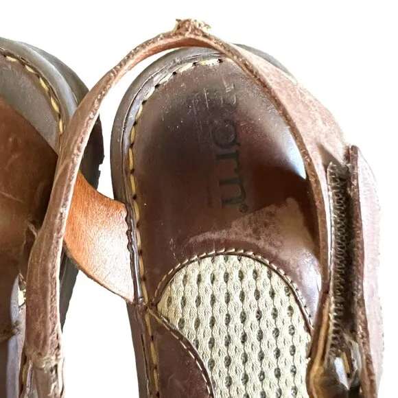 Born Trinidad Breathable Adjustable Strap Leather Sandals In Brown Size 8