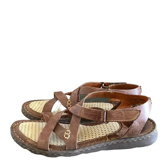 Born Trinidad Breathable Adjustable Strap Leather Sandals In Brown Size 8