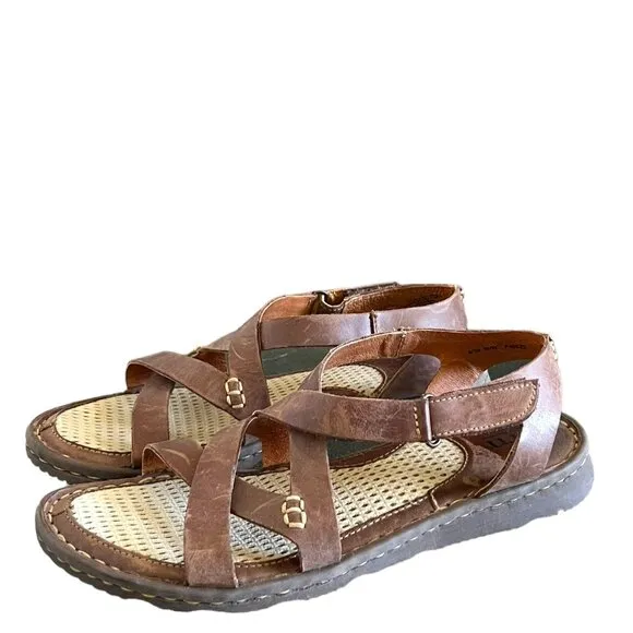 Born Trinidad Breathable Adjustable Strap Leather Sandals In Brown Size 8
