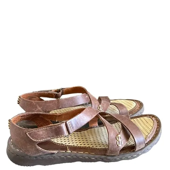 Born Trinidad Breathable Adjustable Strap Leather Sandals In Brown Size 8