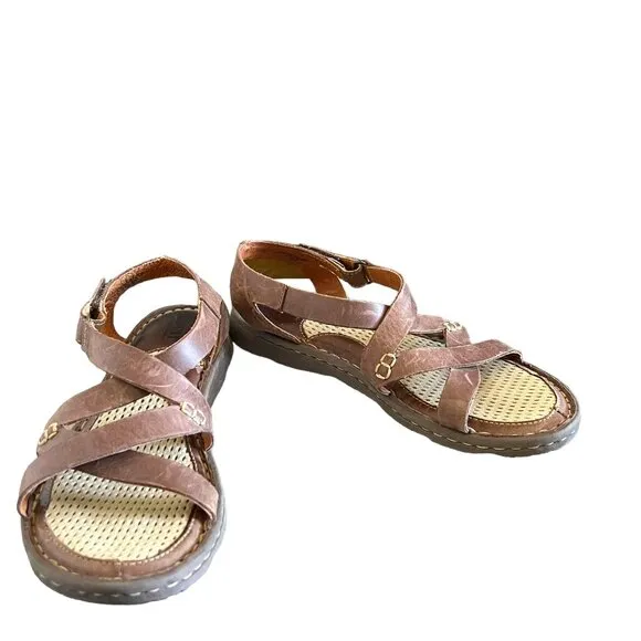 Born Trinidad Breathable Adjustable Strap Leather Sandals In Brown Size 8