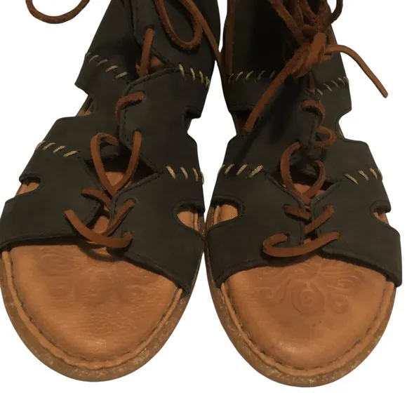 BORN - Women's Nea Navy Nubuck Leather Gladiator Sandals - Size 8