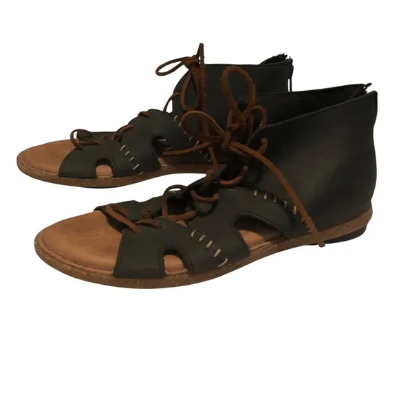 BORN - Women's Nea Navy Nubuck Leather Gladiator Sandals - Size 8