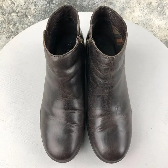 Born Women's Size 7.5M Holman Dark Brown Leather Side Zip Ankle Booties Boots