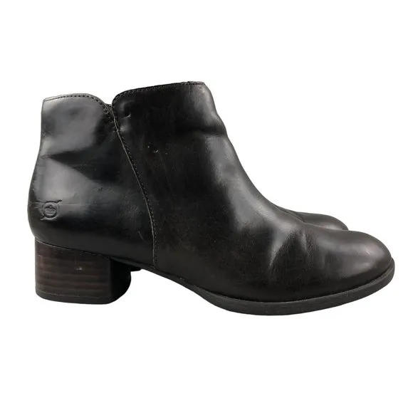 Born Women's Size 7.5M Holman Dark Brown Leather Side Zip Ankle Booties Boots