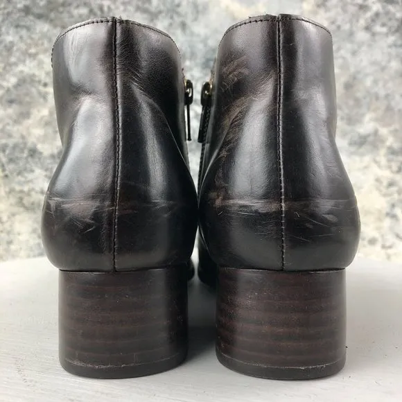 Born Women's Size 7.5M Holman Dark Brown Leather Side Zip Ankle Booties Boots