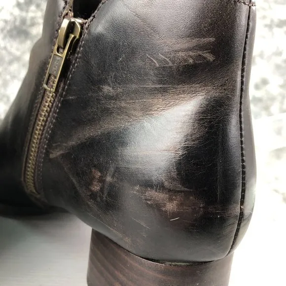 Born Women's Size 7.5M Holman Dark Brown Leather Side Zip Ankle Booties Boots