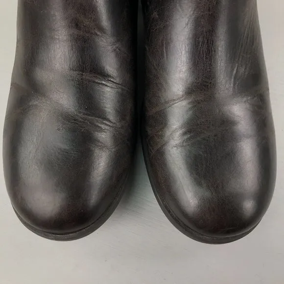 Born Women's Size 7.5M Holman Dark Brown Leather Side Zip Ankle Booties Boots