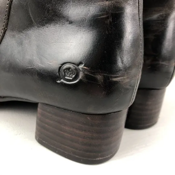 Born Women's Size 7.5M Holman Dark Brown Leather Side Zip Ankle Booties Boots