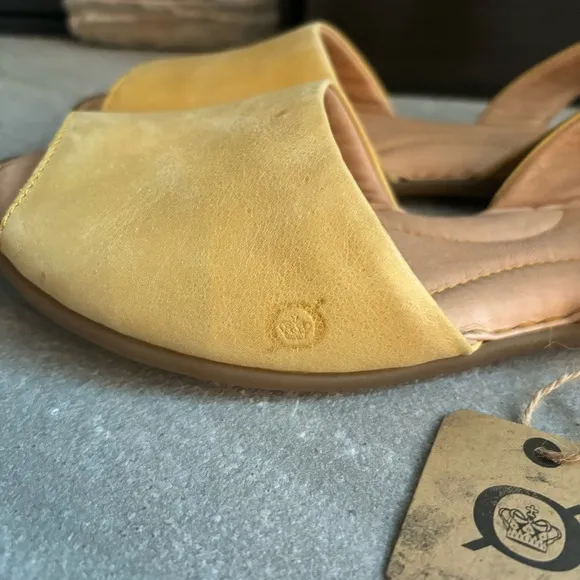 Born Women’s Size 9 Trang Yellow Sunflower Leather Slingback Sandals NWT