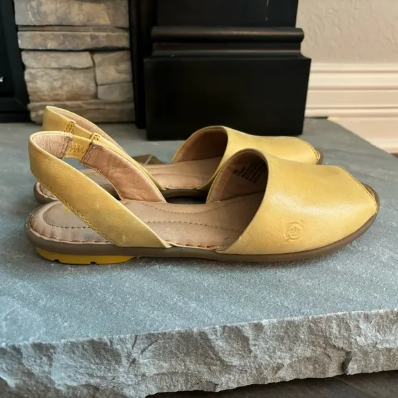 Born Women’s Size 9 Trang Yellow Sunflower Leather Slingback Sandals NWT