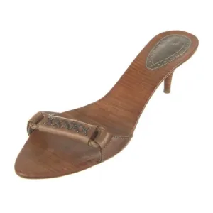 bottega veneta Brown Leather Heels Slides Sandals 10