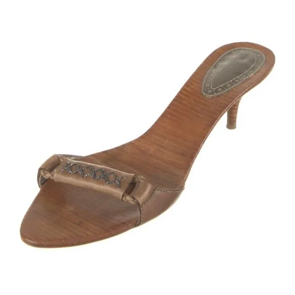 bottega veneta Brown Leather Heels Slides Sandals 10