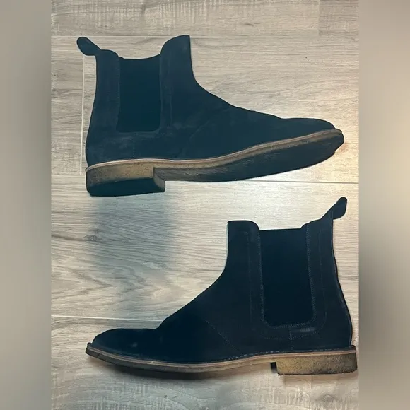 Bottega Veneta Dark Navy Suede Ankle Chelsea Boots Size 46