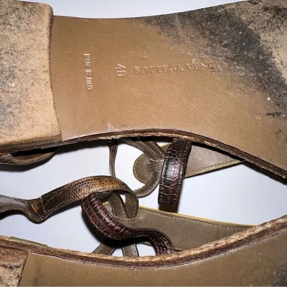 Bottega Veneta Leather Reptile Sandals Size 10 (40) Very unique looking.