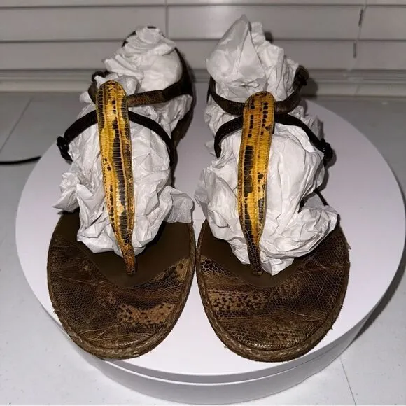 Bottega Veneta Leather Reptile Sandals Size 10 (40) Very unique looking.