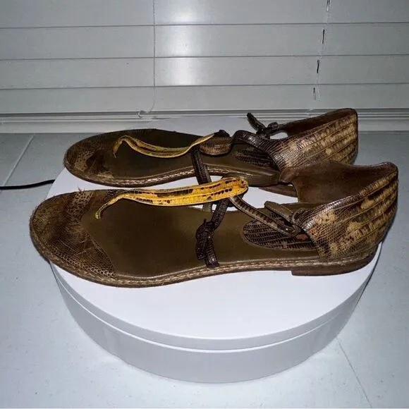 Bottega Veneta Leather Reptile Sandals Size 10 (40) Very unique looking.