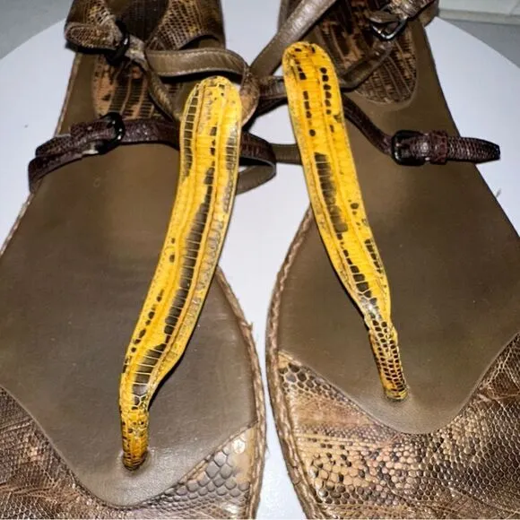 Bottega Veneta Leather Reptile Sandals Size 10 (40) Very unique looking.