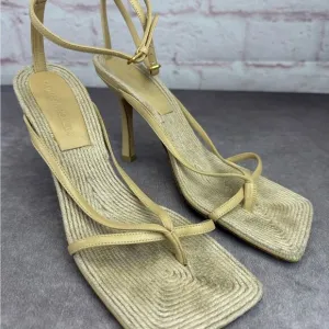 BOTTEGA VENETA - Leather/Jute Strappy Sandals - Size 38