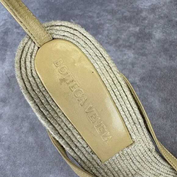 BOTTEGA VENETA - Leather/Jute Strappy Sandals - Size 38