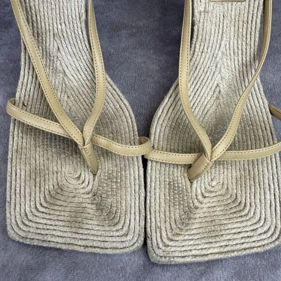 BOTTEGA VENETA - Leather/Jute Strappy Sandals - Size 38