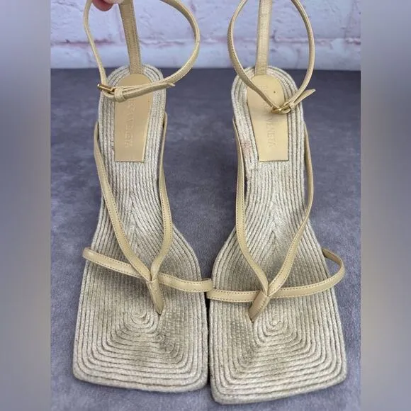 BOTTEGA VENETA - Leather/Jute Strappy Sandals - Size 38