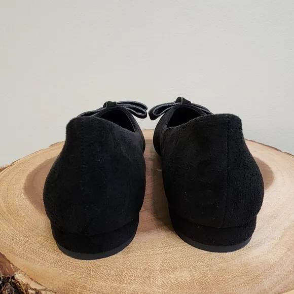 BowKnot Suede Flats (Aida) Black Size 37 (US Size 6.5)