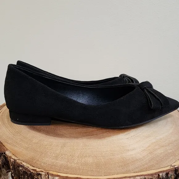 BowKnot Suede Flats (Aida) Black Size 37 (US Size 6.5)