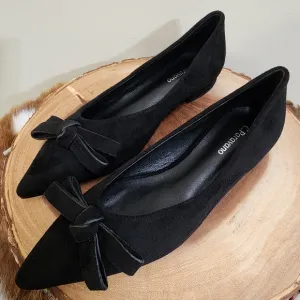 BowKnot Suede Flats (Aida) Black Size 37 (US Size 6.5)