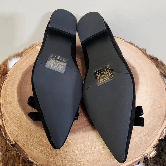 BowKnot Suede Flats (Aida) Black Size 37 (US Size 6.5)