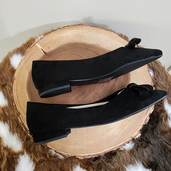 BowKnot Suede Flats (Aida) Black Size 37 (US Size 6.5)
