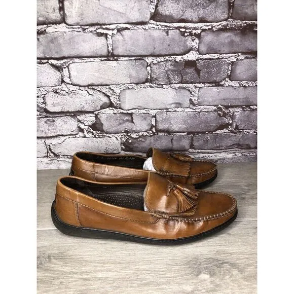BRAGANO Cole Haan Brown Leather Kiltie Tassel Driving Loafers Men 10.5M US/44EU