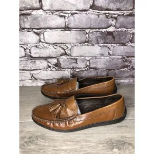 BRAGANO Cole Haan Brown Leather Kiltie Tassel Driving Loafers Men 10.5M US/44EU