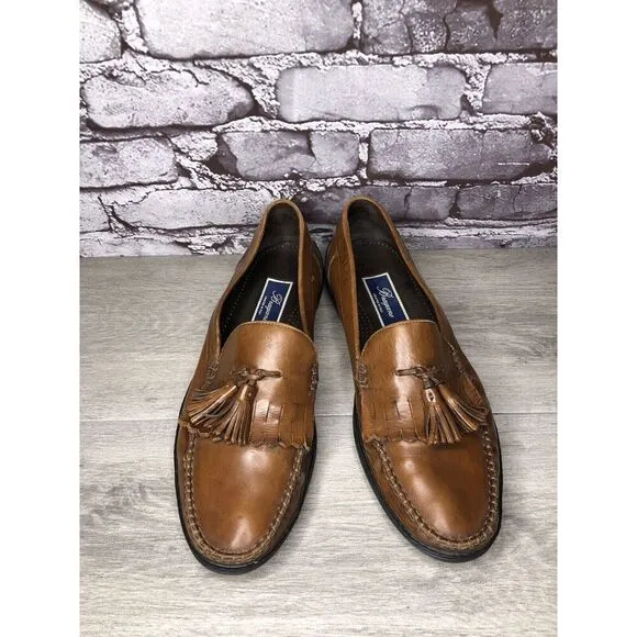 BRAGANO Cole Haan Brown Leather Kiltie Tassel Driving Loafers Men 10.5M US/44EU