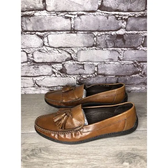 BRAGANO Cole Haan Brown Leather Kiltie Tassel Driving Loafers Men 10.5M US/44EU