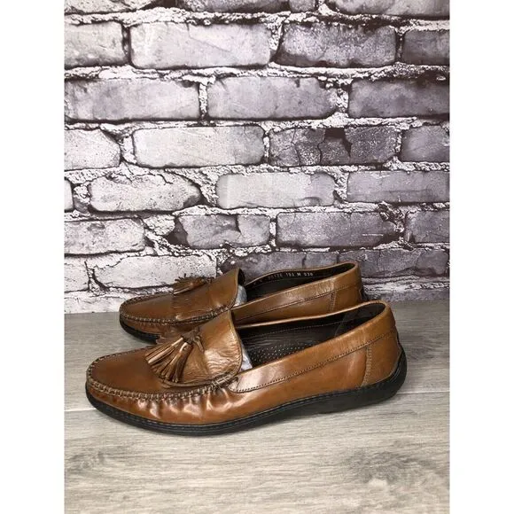 BRAGANO Cole Haan Brown Leather Kiltie Tassel Driving Loafers Men 10.5M US/44EU