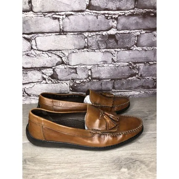 BRAGANO Cole Haan Brown Leather Kiltie Tassel Driving Loafers Men 10.5M US/44EU