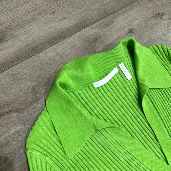 Brand new Helmut Lang green Mark ribbed knit polo mini dress