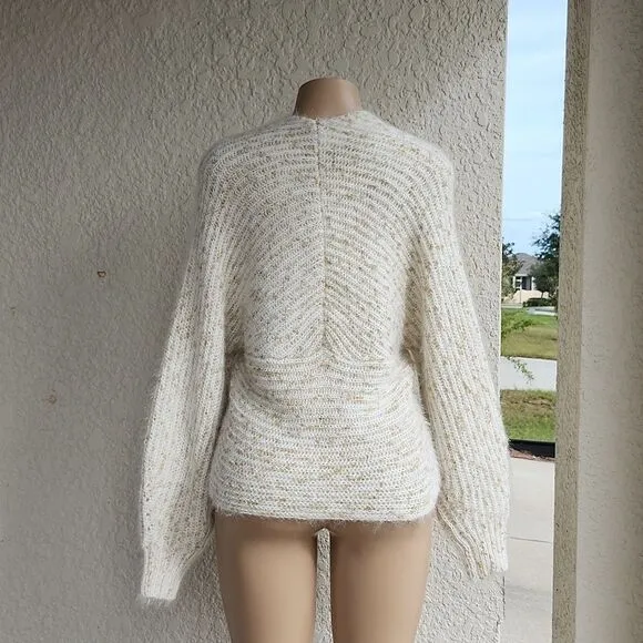BRAND NEW CHICWISH V-NECK CRISSCROSSING RIBBED KNIT CROP SWEATER IN SHIMMER