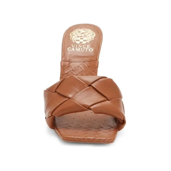 BrandNew Vince Camuto Nappa Leather Brelanie Braided Strap Sandal Brown 36