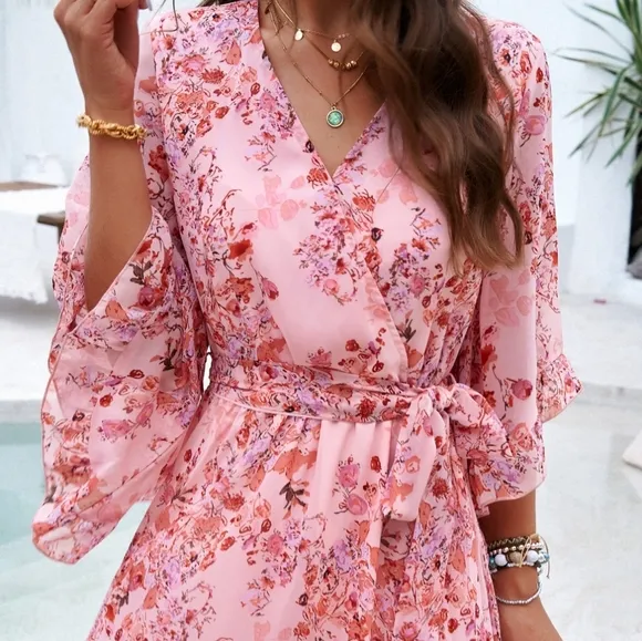 Breezy Chic Ruffled Half Sleeve Mini Dress