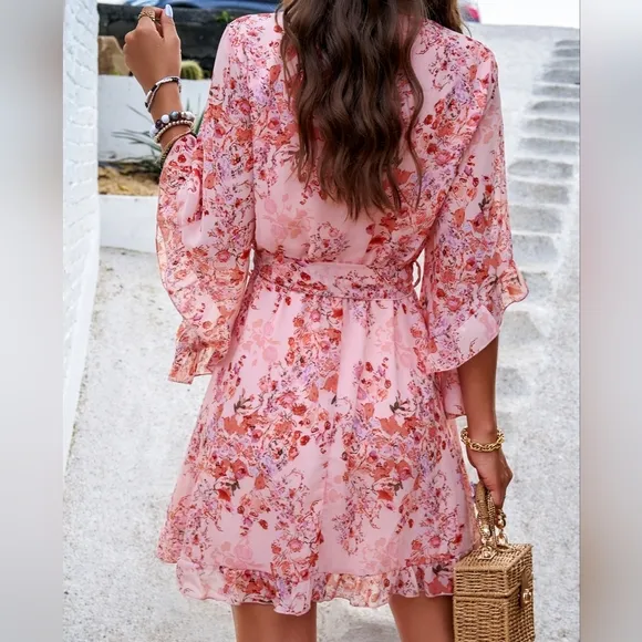 Breezy Chic Ruffled Half Sleeve Mini Dress