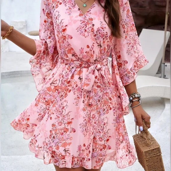 Breezy Chic Ruffled Half Sleeve Mini Dress