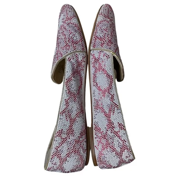 Brian Atwood Claudelle Crystal Suede Smoking Slippers‎ Flats Loafers Sz. 8 1/2