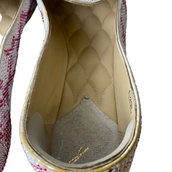 Brian Atwood Claudelle Crystal Suede Smoking Slippers‎ Flats Loafers Sz. 8 1/2