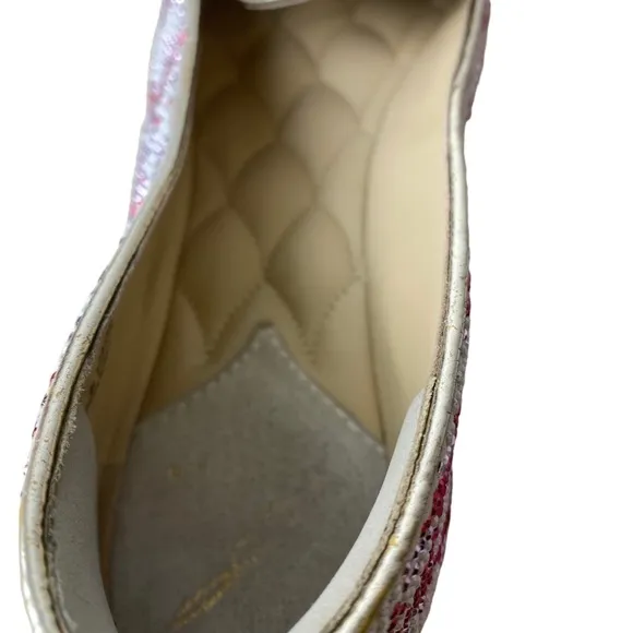 Brian Atwood Claudelle Crystal Suede Smoking Slippers‎ Flats Loafers Sz. 8 1/2
